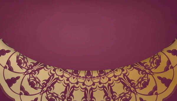 Baner Van Bordeaux Kleur Met Een Mandala Met Een Gouden — Stockvector