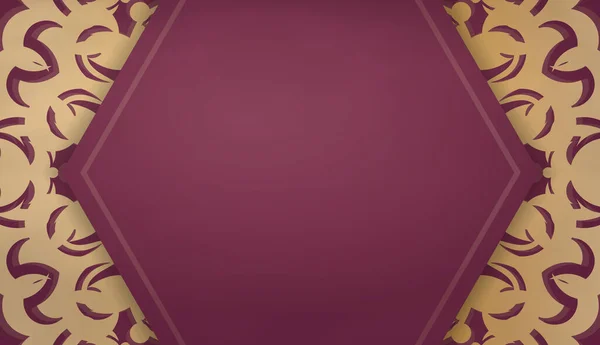 Baner Couleur Bordeaux Avec Mandala Avec Motif Doré Endroit Pour — Image vectorielle