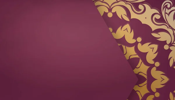 Banner Bordeauxroter Farbe Mit Abstraktem Goldschmuck Für Die Gestaltung Unter — Stockvektor