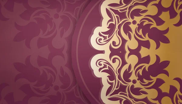 Baner Couleur Bordeaux Avec Motif Doré Abstrait Pour Conception Sous — Image vectorielle