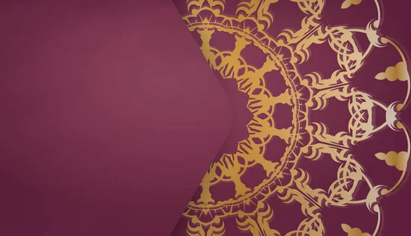 Baner Couleur Bordeaux Avec Ornement Indien Pour Conception Sous Votre — Image vectorielle