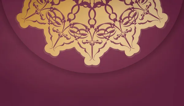 Banner Von Bordeauxroter Farbe Mit Indischen Goldornamenten Für Die Gestaltung — Stockvektor