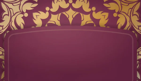 Baner Bordowy Kolor Luksusowym Złotym Ozdobą Projektowania Pod Logo — Wektor stockowy