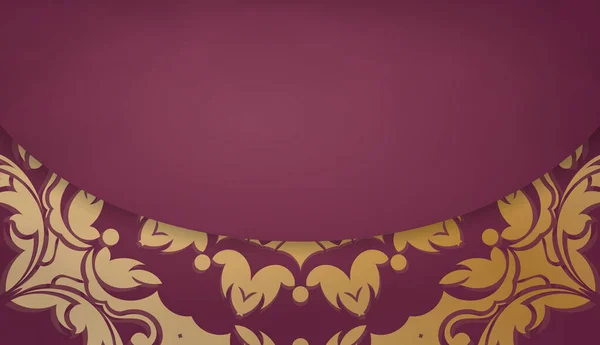 Baner Van Bordeaux Kleur Met Mandala Gouden Patroon Voor Ontwerp — Stockvector