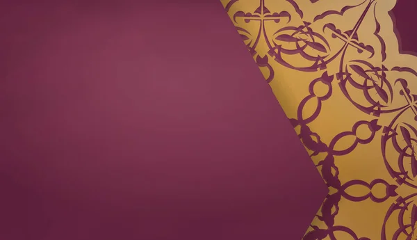 Banner Von Bordeauxroter Farbe Mit Vintage Goldschmuck Für Die Gestaltung — Stockvektor