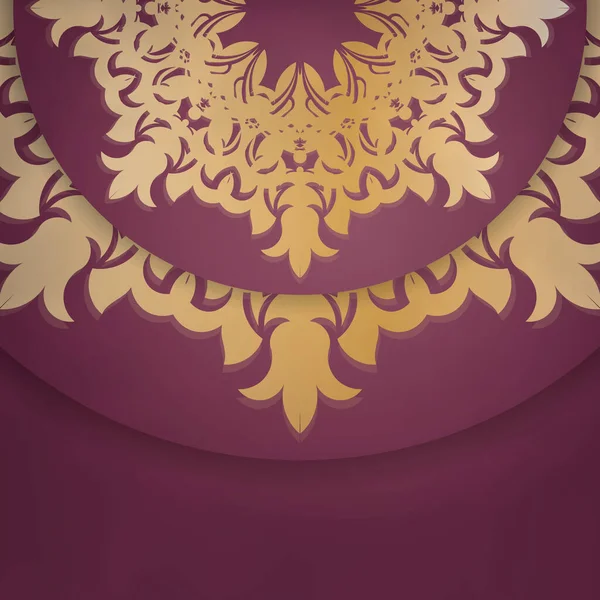 Brochure Bourgogne Kleur Met Gouden Mandala Ornamenten Bereid Voor Typografie — Stockvector