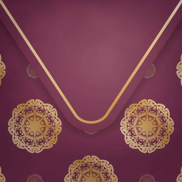 Tipografi için hazırlanmış Hint altın desenli broşür şürü..