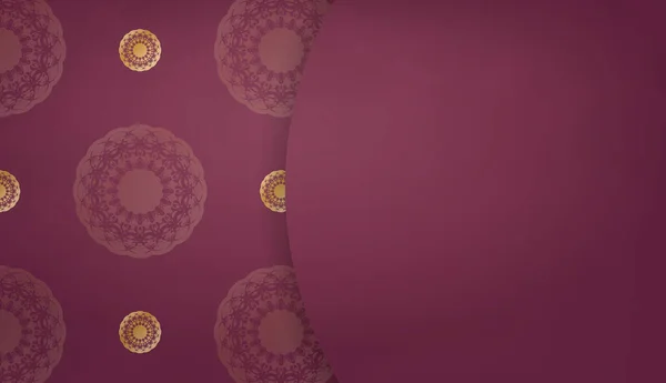 Бургундське Тло Абстрактним Золотим Візерунком Дизайну Під Вашим Логотипом — стоковий вектор