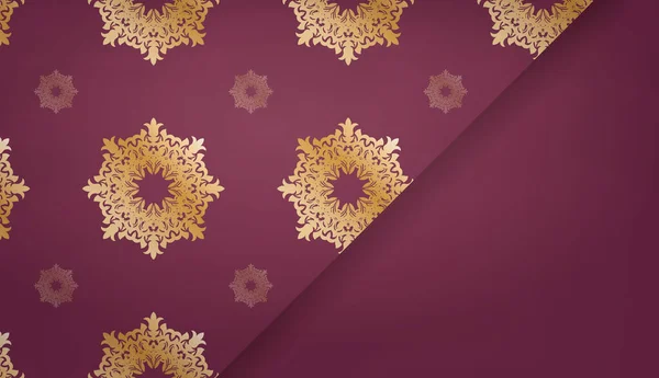 Бургундське Тло Абстрактним Золотим Візерунком Дизайну Під Вашим Логотипом Або — стоковий вектор