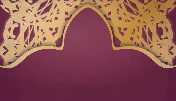 Бургундский Фон Антикварными Золотыми Орнаментами Место Логотипа Текста — стоковый вектор