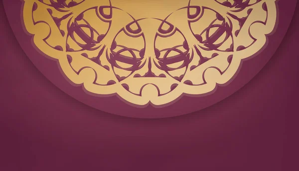 Бургундский Фон Антикварными Золотыми Орнаментами Место Вашего Логотипа Текста — стоковый вектор