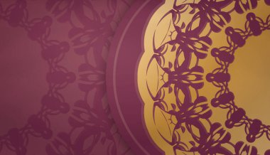 Logo veya metin için Hint altın desenli Burgundy arkaplan