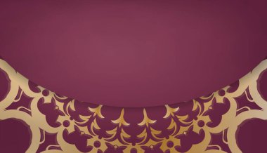 Şatafatlı altın süslemeli Burgundy arkaplanı metnin altında tasarım için