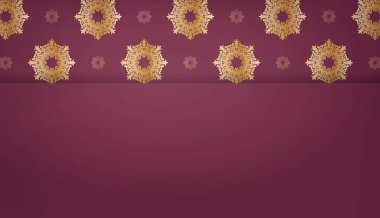 Logo veya metin tasarımı için lüks altın desenli Burgundy arkaplan