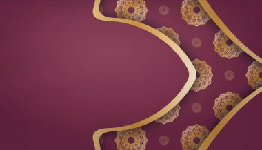 Metnin altında tasarım için klasik altın süslemeli Burgundy arkaplanı