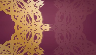 Eskimiş altın desenli Burgundy arkaplan ve logo veya metin için yer