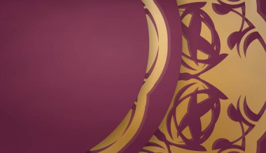 Burgonya sancak şablonu soyut altın süslemesi ve metninizin altına yerleştirin