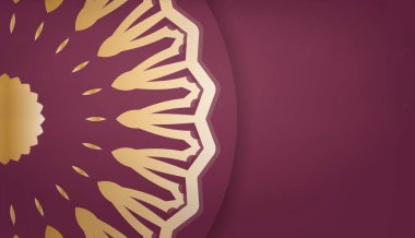 Yunan altın süslemeleri ve logo veya metin için alanı olan Burgundy pankart şablonu