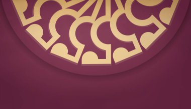 Logonuz altında tasarlanması için klasik altın süslemeli Burgundy afiş şablonu