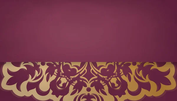Бургундский Фон Золотыми Орнаментами Логотипом — стоковый вектор