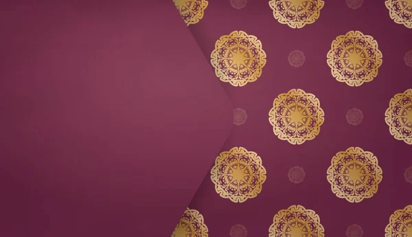 Бургундский Фон Роскошным Золотым Узором Дизайна Вашим Логотипом — стоковый вектор