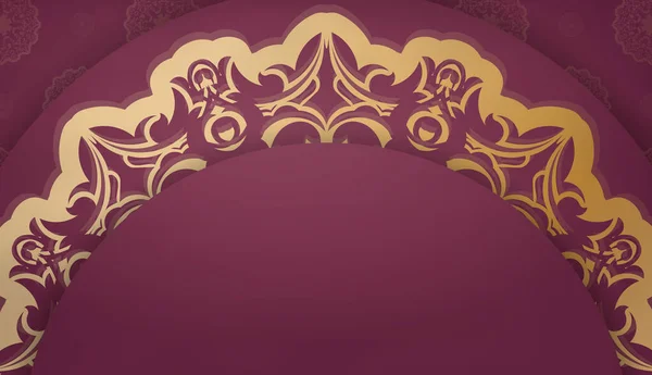 Fondo Borgoña Con Adorno Oro Mandala Para Diseño Bajo Texto — Archivo Imágenes Vectoriales