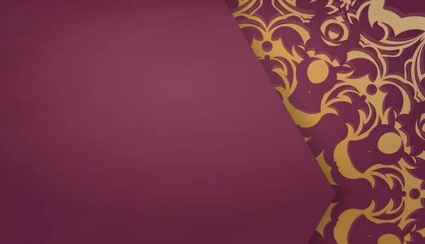 Burgunder Hintergrund Mit Mandala Goldmuster Zum Dekorieren Unter Ihrem Text — Stockvektor