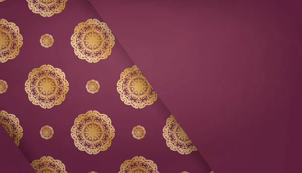Бургундский Фон Винтажным Золотом Узор Пространство Вашего Логотипа — стоковый вектор