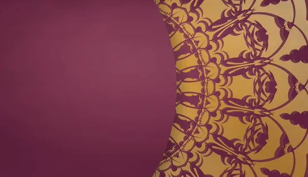 Modèle Bannière Bourgogne Avec Ornements Indien Pour Conception Sous Votre — Image vectorielle