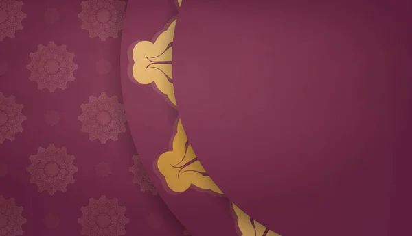 Бургундський Прапор Розкішним Золотим Візерунком Місцем Під Логотипом — стоковий вектор