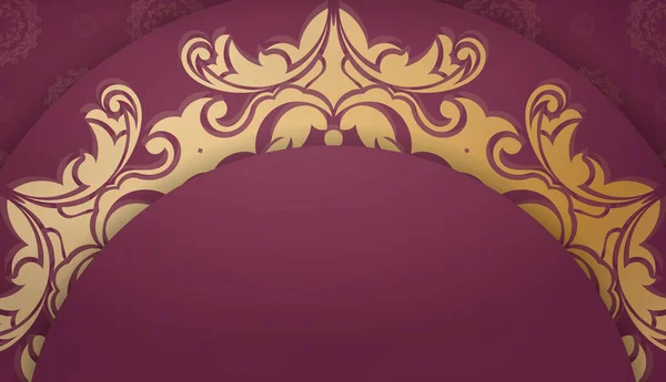 Banner Borgoña Con Patrón Abstracto Oro Lugar Para Logo Texto — Archivo Imágenes Vectoriales