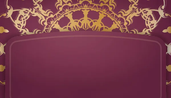 Burgunder Banner Mit Antiken Goldornamenten Und Einem Platz Unter Dem — Stockvektor