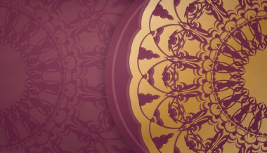 Metin altında tasarım için lüks altın desenli Burgundy afişi