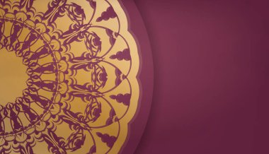 Metnin altında tasarım için lüks altın desenli Burgundy afişi