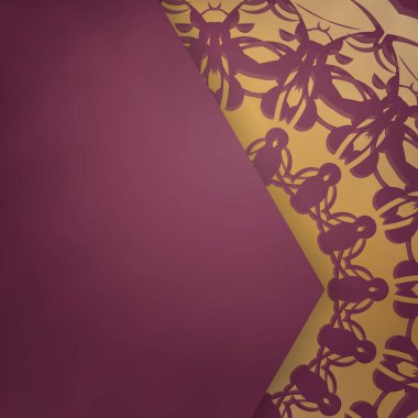 Klasik altın desenli Burgundy uçuş şablonu tipografi için hazırlandı.