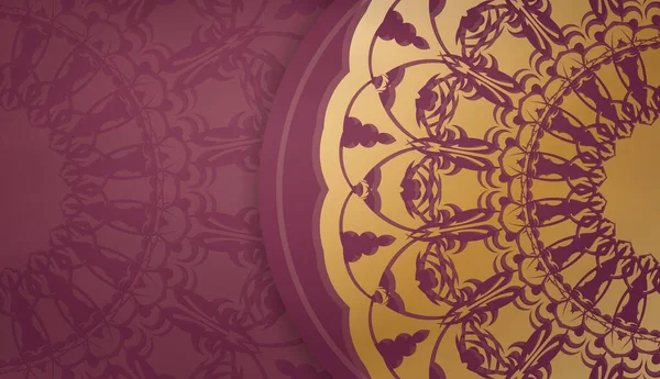 Metin altında tasarım için lüks altın desenli Burgundy afişi