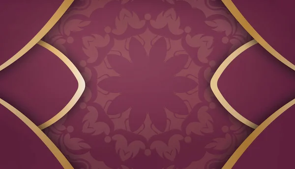 Borgogna Banner Colori Con Motivo Vintage Oro Logo Design Del — Vettoriale Stock
