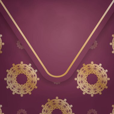 Yunan altın desenli Burgundy broşürü tipografi için hazırlandı.