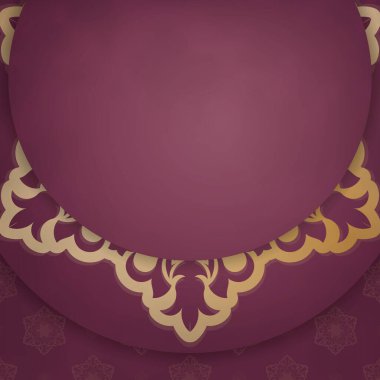 Markan için Hint altını desenli Burgundy kartpostalı..