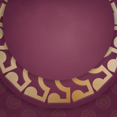 Burgonya renginde tebrik broşürü, markanız için Hint altını desenli..