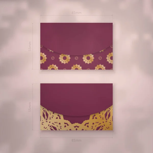 Πρότυπο Επαγγελματικής Κάρτας Μπορντό Χρώμα Πολυτελή Χρυσά Στολίδια Για Τις — Διανυσματικό Αρχείο