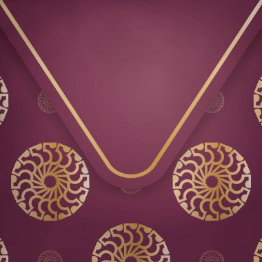 Burgonya renginde karşılama broşürü, tipografi için hazırlanmış altın desenli..