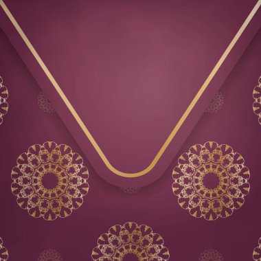 Selamlama broşürü, tipografi için hazırlanmış klasik altın desenli bordo..