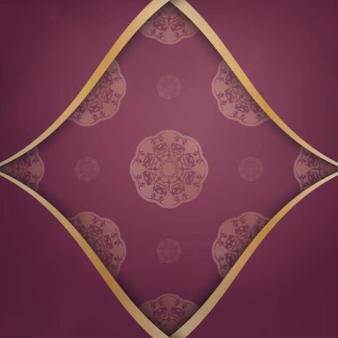 Bordo renkli broşür şürü ve basılmaya hazır Yunan altın süslemeleri.