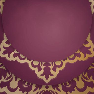 Üzerinde Hint altını desenleri olan bordo renkli kartpostal basılmaya hazır..