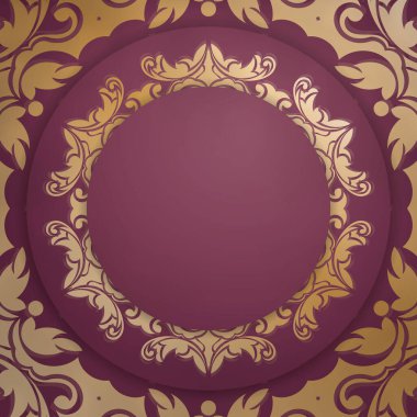 Bordo renkli bir kartpostal şablonu ve tebrik etmek için Yunan altın desenli..