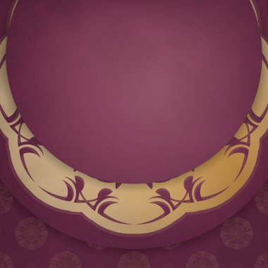 Şablon Flyer Burgundy, markanız için Hint altını desenli..