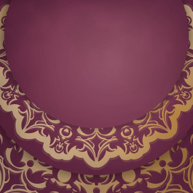 Kartpostal bordo renginde ve eski altın desenli, basılmaya hazır..