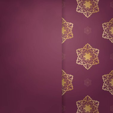 Klasik altın desenli bordo broşürü tipografi için hazırlanıyor..