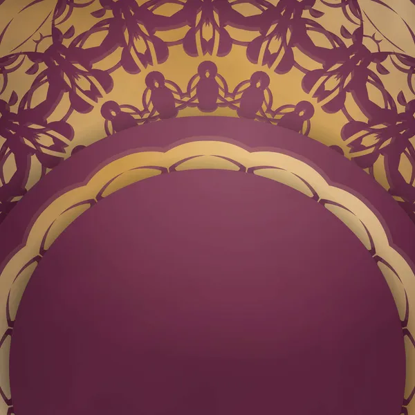 Шаблон Флаєр Бордовий Колір Вінтажними Золотими Прикрасами Вашого Дизайну — стоковий вектор
